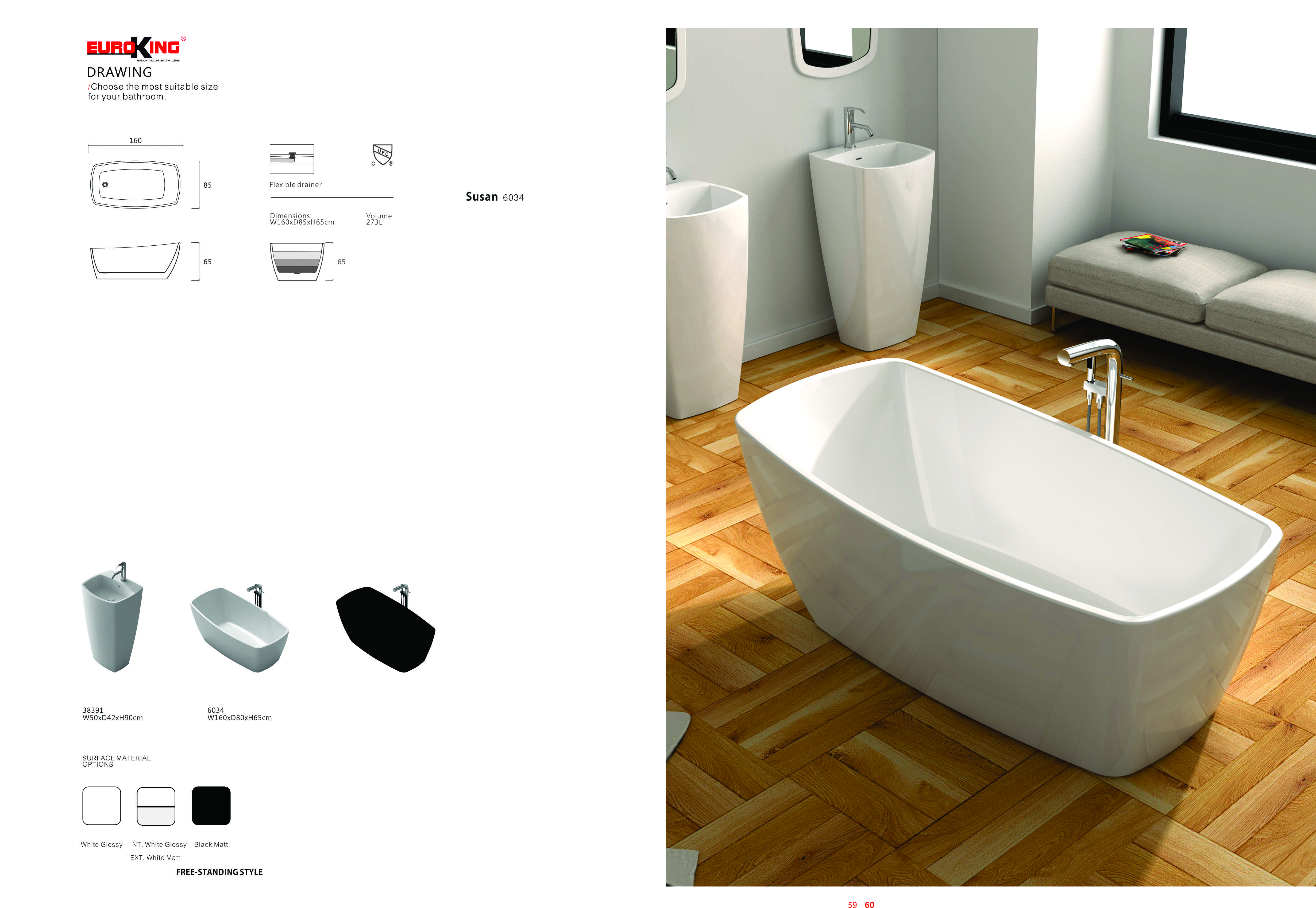 Bảng vẽ kỹ thuật Bồn tắm Susan Euroking EU-6034