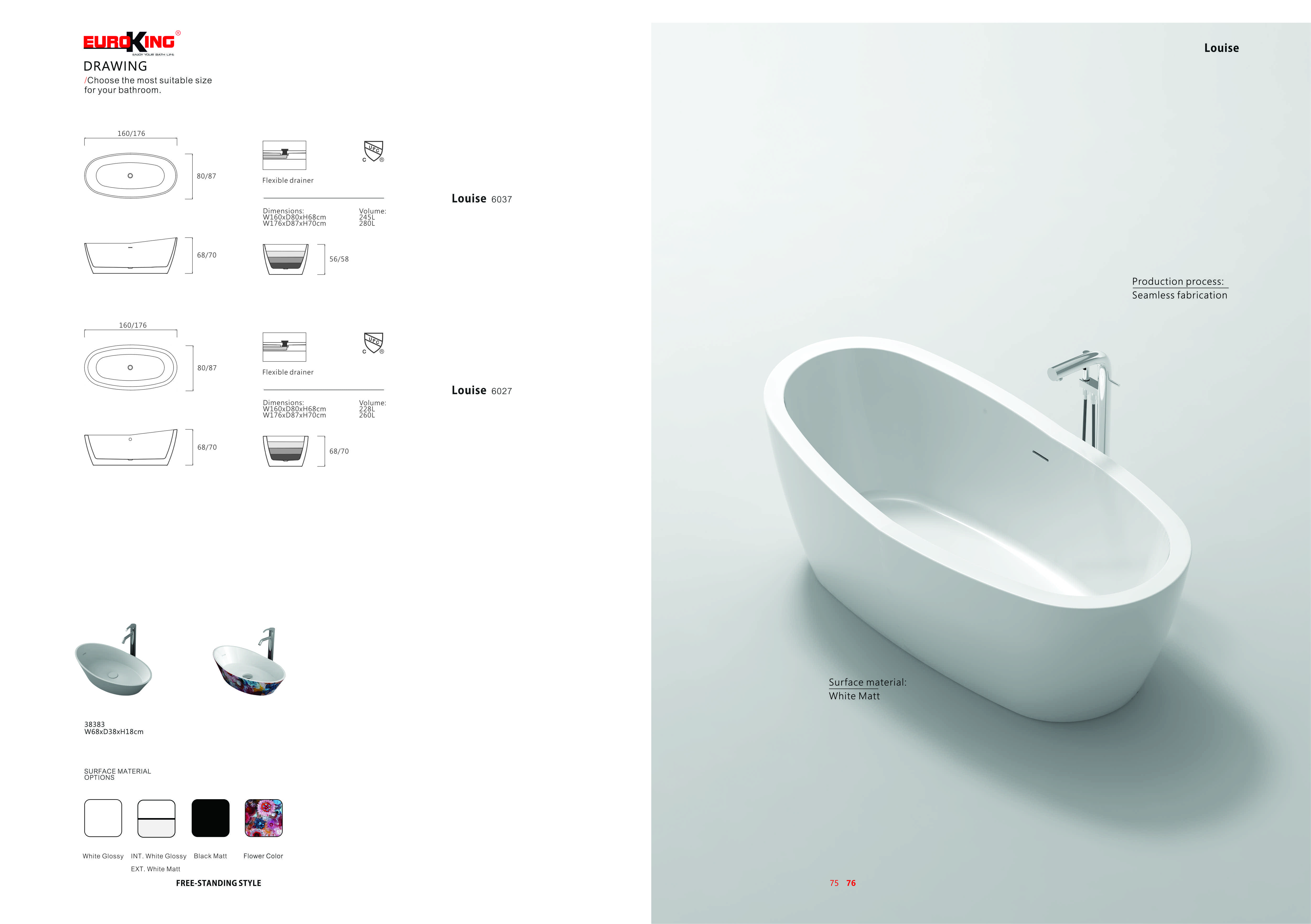 Bảng vẽ kỹ thuật Bồn tắm Coco Euroking EU-6037