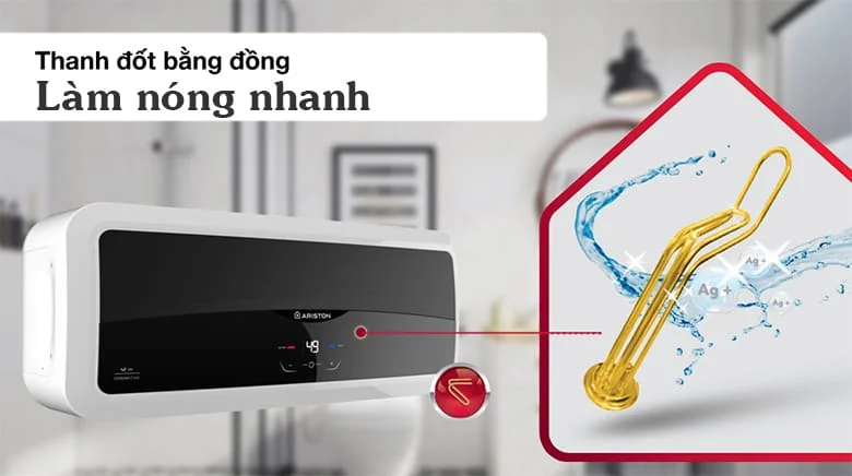 Binh nóng lạnh Ariston thanh đốt bằng đồng