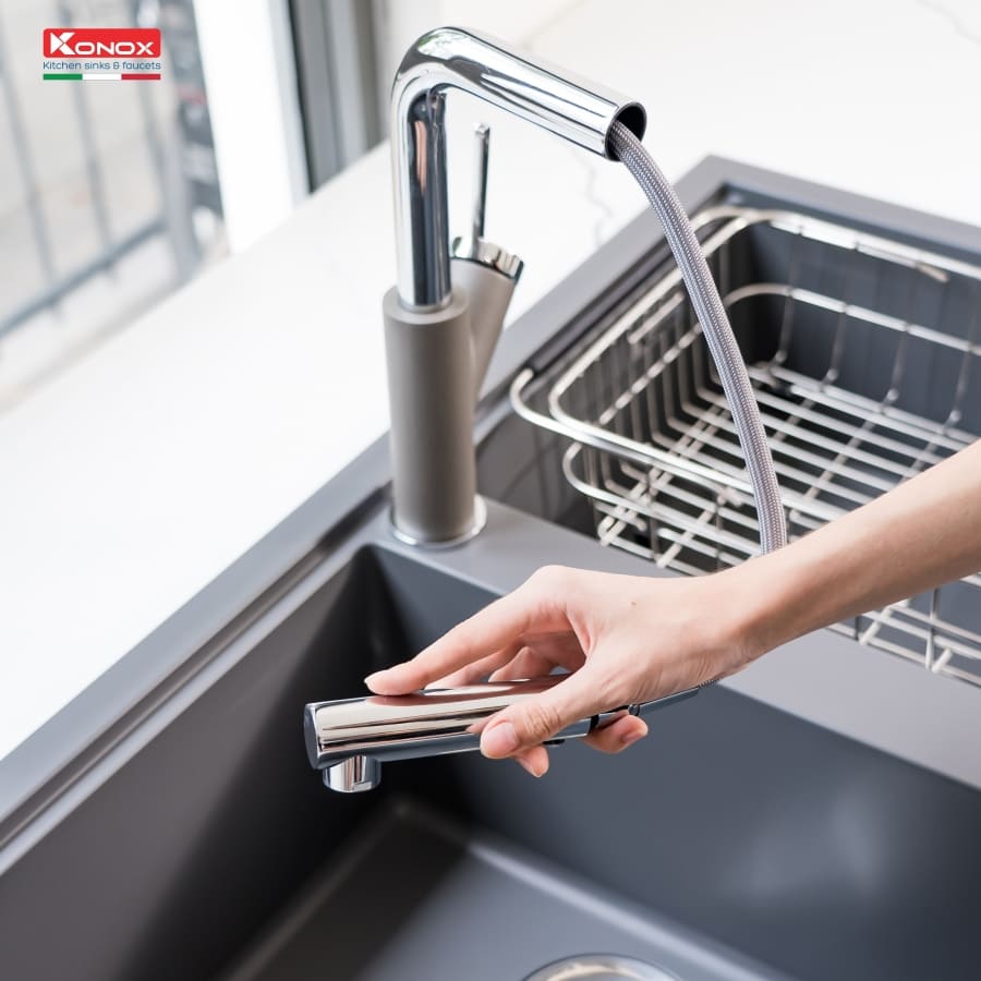 Vòi chậu rửa bát day rút Konox 