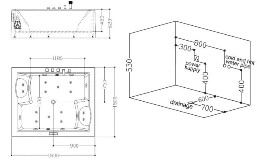 Bồn tắm MASSAGE Euroking EU–208D