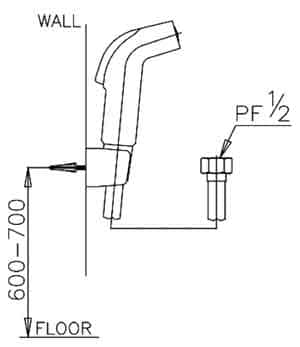 bản vẽ kỹ thuật Vòi xịt vệ sinh COTTO CT993K#CR