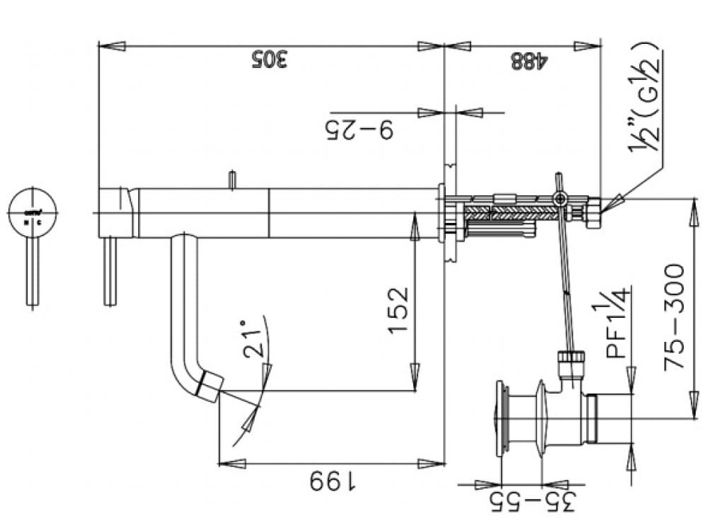 bản vẽ kỹ thuật Vòi rửa mặt lavabo nóng lạnh COTTO CT542AY 