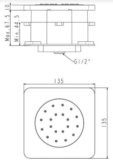 Bản vẽ kỹ thuật bát sen tắm âm tường American Standard
