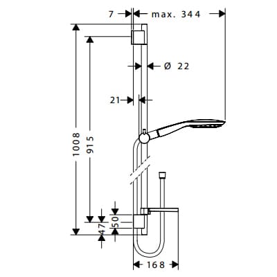 Bản vẽ thanh trượt sen tắm Hansgrohe 58930862