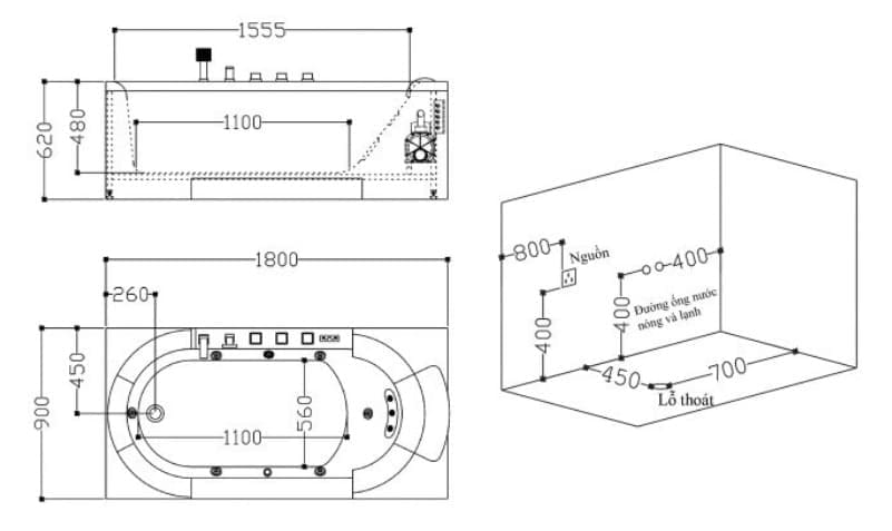 Bồn tắm MASSAGE Euroking EU–301A