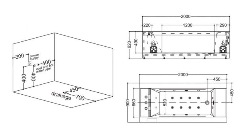 bản vẽ kỹ thuật Bồn tắm MASSAGE Euroking EU–1108B
