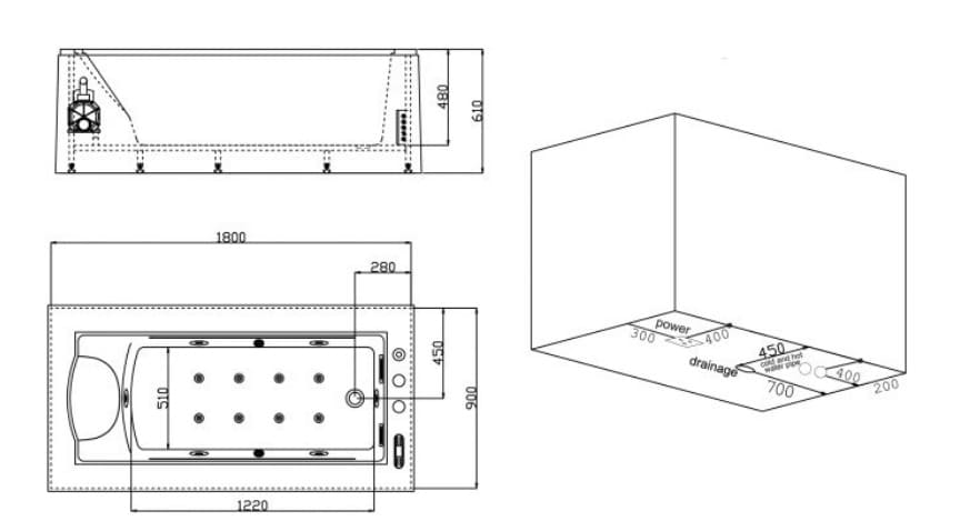 bản vẽ kỹ thuật Bồn tắm MASSAGE Euroking EU–1505