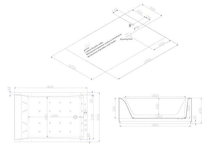 Bồn tắm MASSAGE Euroking EU–1825D