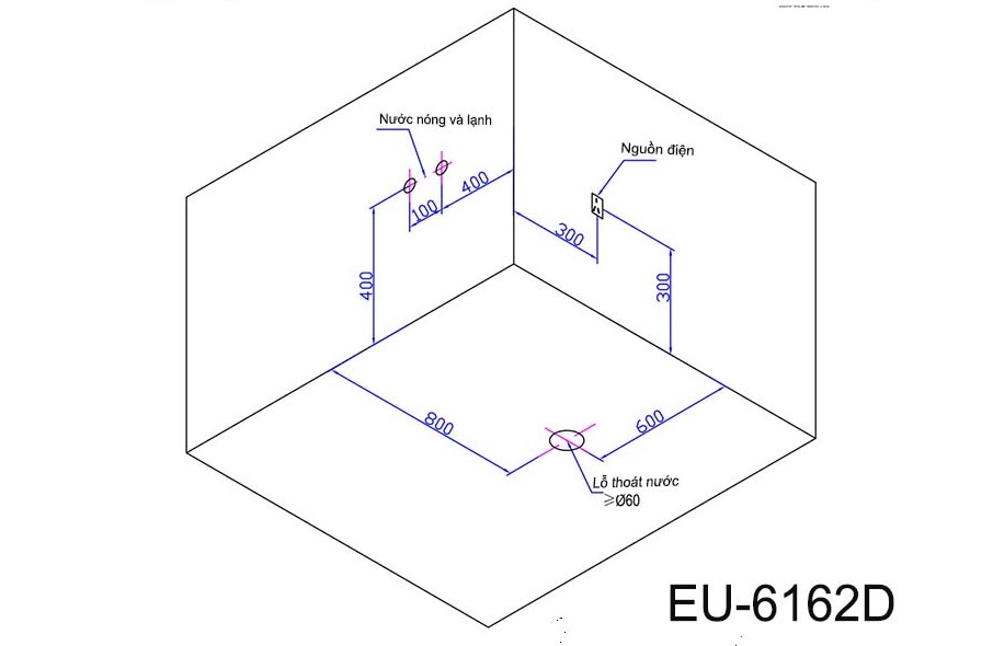 bản vẽ kỹ thuật Bồn tắm MASSAGE Euroking EU–6162D