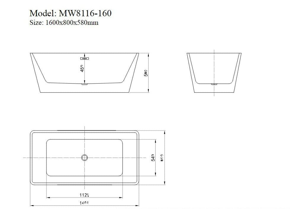 Bảng vẽ kỹ thuật Bồn Tắm Inax FBV-1502S 1.5M Chân Yếm