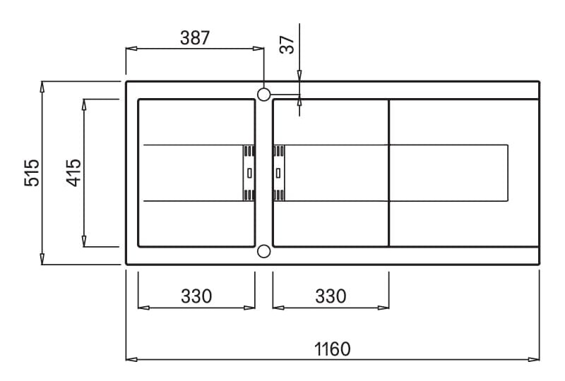 bản vẽ kỹ thuật Chậu Rửa Chén Đá 1 hố  Malloca TORTORA K 10543