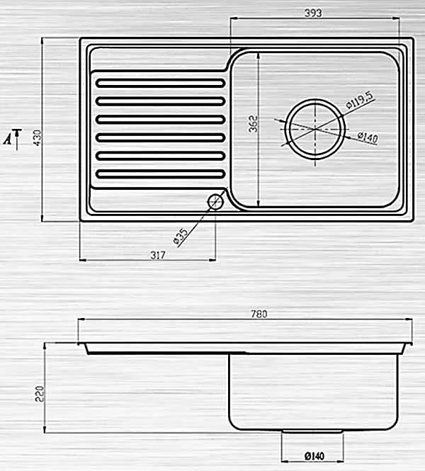 Bản vẽ kỹ thuật Chậu Rửa Bát Inox 304 Sơn Hà S78D