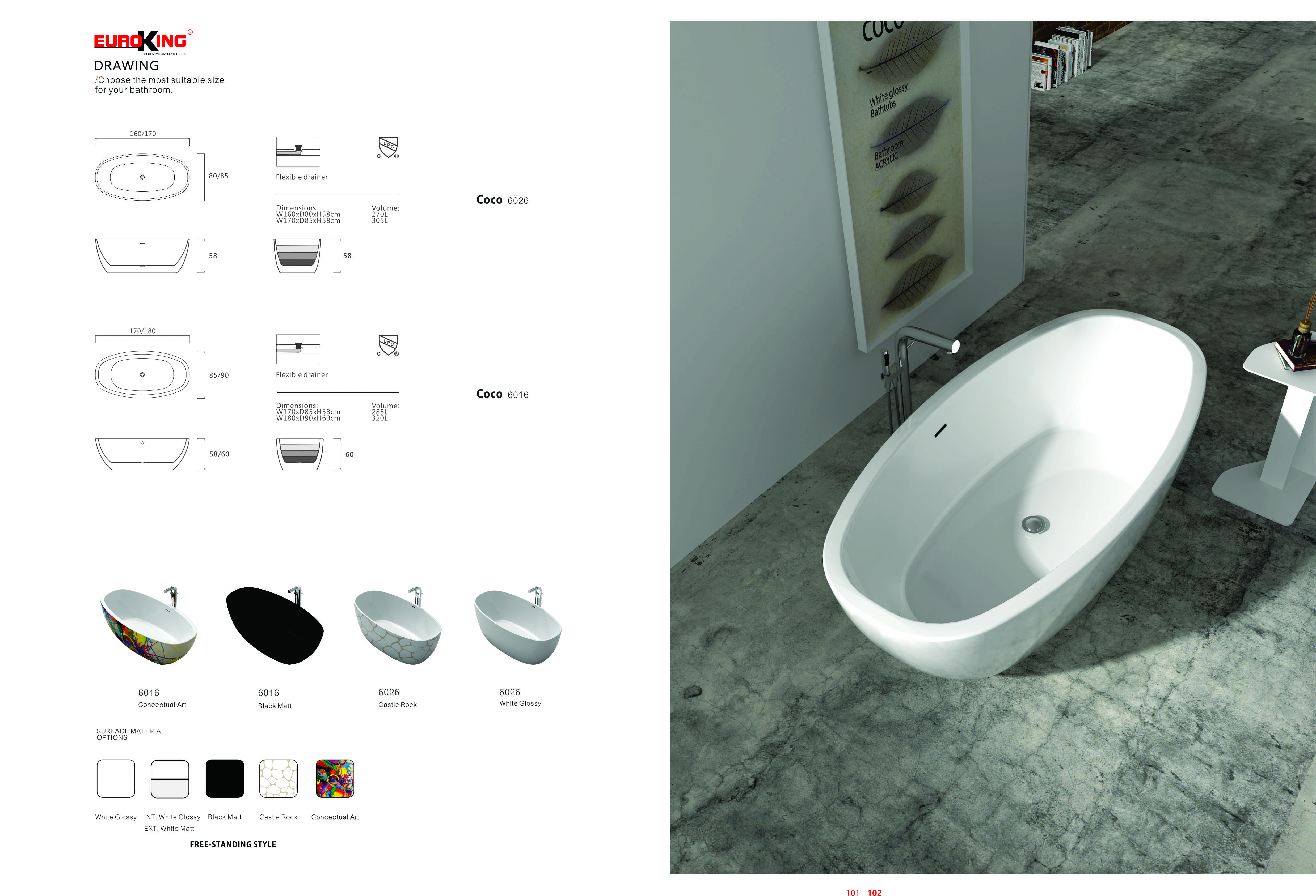 Bảng vẽ kỹ thuật Bồn tắm Coco Euroking EU-6026