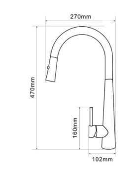bản vẽ kỹ thuật Vòi rửa bát nóng lạnh Geler GL 3054
