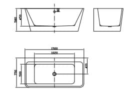 Bảng vẽ kỹ thuật Bồn Tắm Inax FBV-1502S 1.5M Chân Yếm