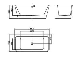 Bảng vẽ kỹ thuật Bồn Tắm Inax FBV-1502S 1.5M Chân Yếm
