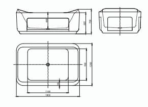 Bảng vẽ kỹ thuật Bồn Tắm Inax FBV-1502S 1.5M Chân Yếm