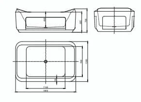 Bảng vẽ kỹ thuật Bồn Tắm Inax FBV-1502S 1.5M Chân Yếm