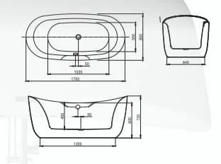 Bảng vẽ kỹ thuật Bồn Tắm Inax FBV-1502S 1.5M Chân Yếm