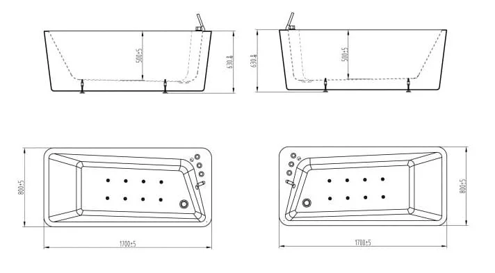 Bảng vẽ kỹ thuật Bồn tắm Nofer NL-609B