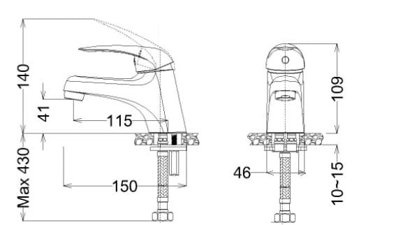 Bản vẽ vòi rửa lạnh Caesar B109CP
