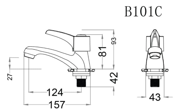 Bản vẽ vòi lạnh Caesar B101C