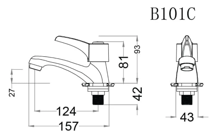 Bản vẽ vòi lạnh Caesar B101C