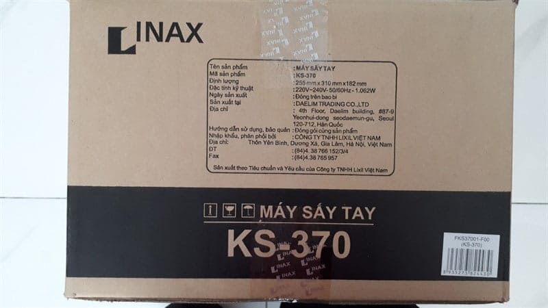 Bao bì vỏ hộp máy sáy tay Inax KS-370