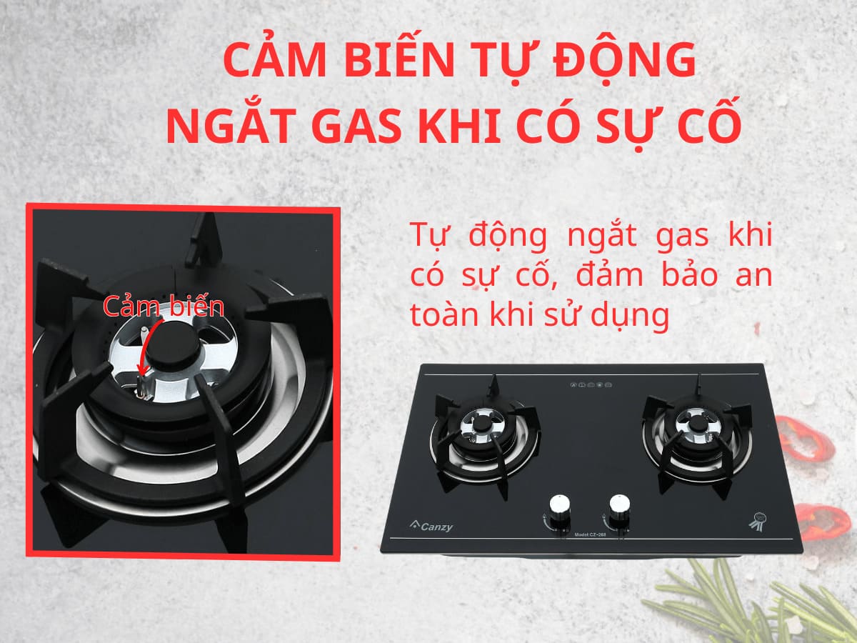 Bêp gas Cazy CZ-268 ngắt gas khi sự cố