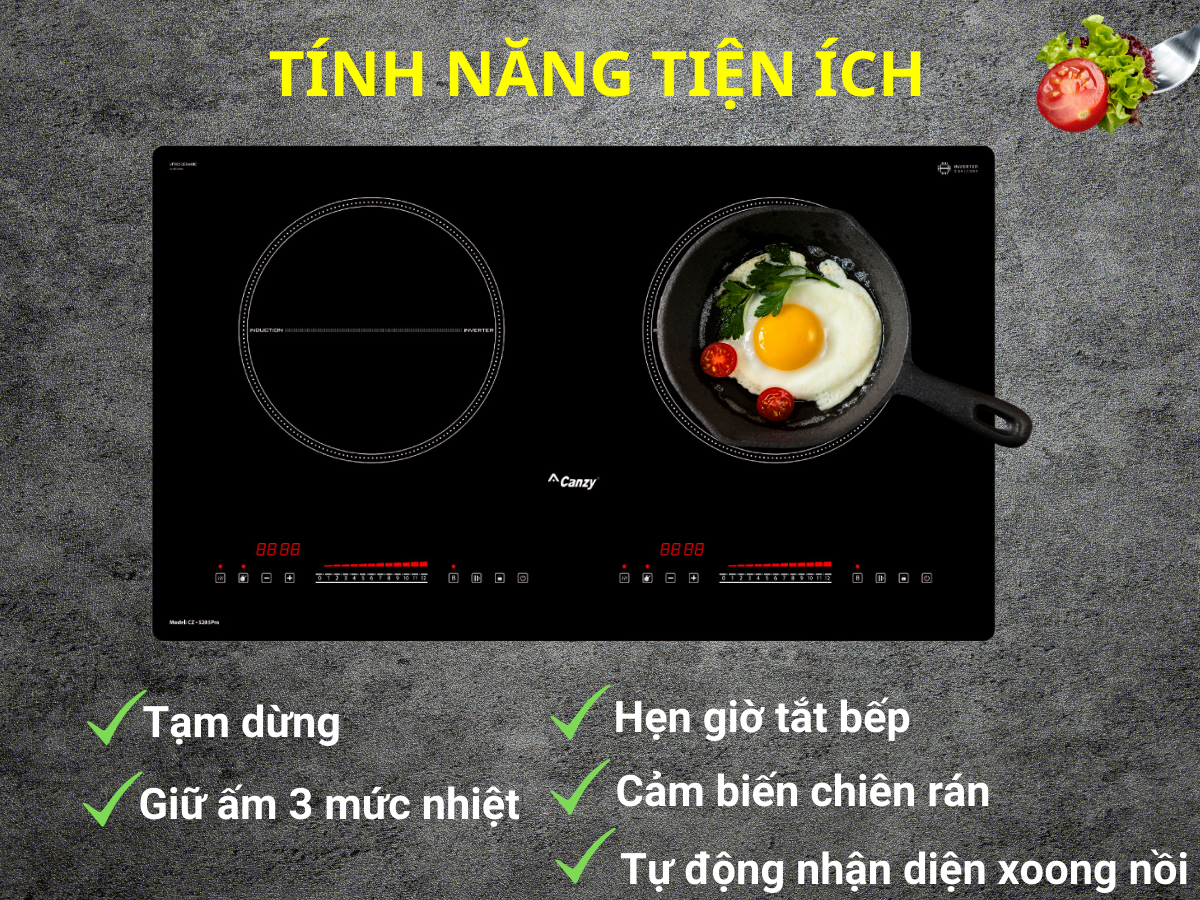 Bếp từ Canzy tự nhận diện nồi nấu 