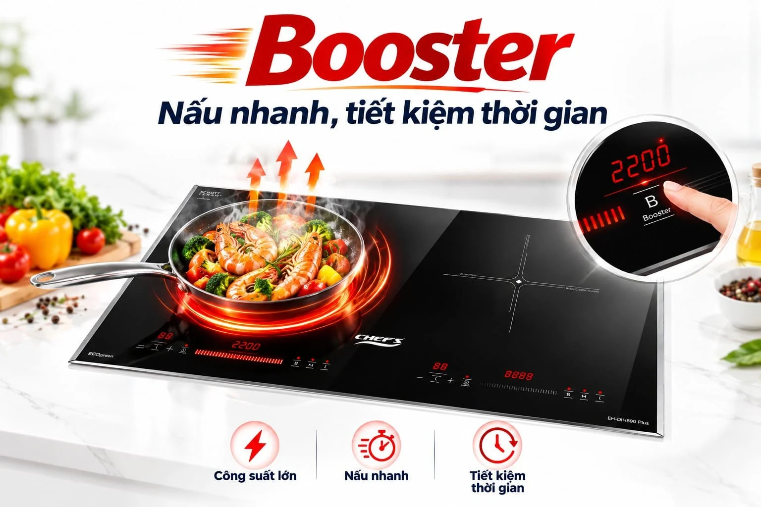 bếp từ chefs - Booster – Nấu nhanh, tiết kiệm thời gian