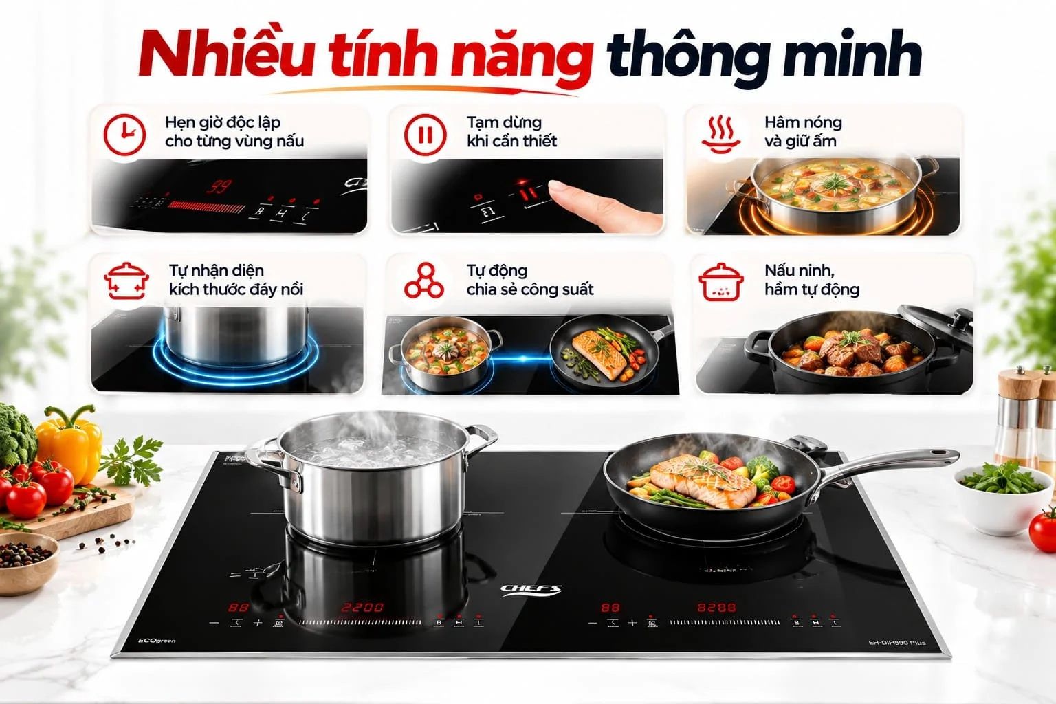 Bếp từ Chefs nhiều tính năng thông minh