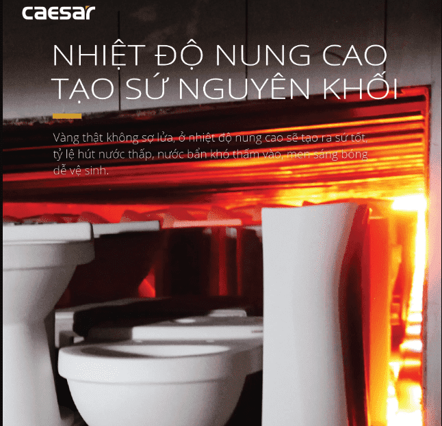 Bồn cầu Caesar nhiệt độ nung tạo sứ nguyên khối 