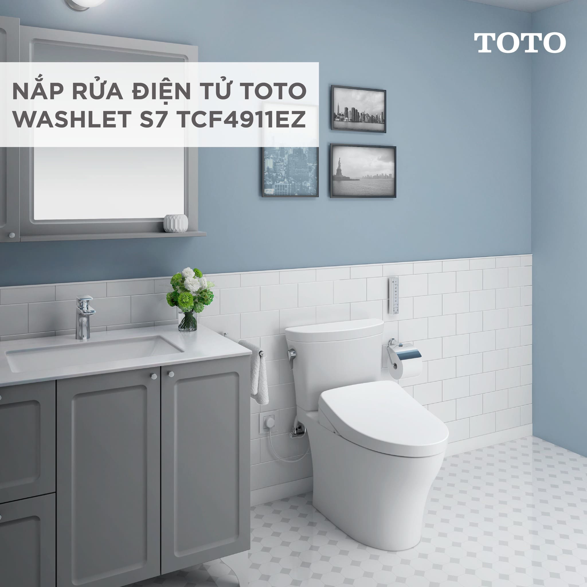 Bồn cầu TOTO nắp washlet tạo lập không gian phòng tắm sang trọng