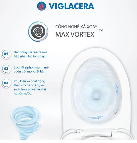 Bồn cầu V823 công nghệ xả xoáy cuốn trôi mọi vết bẩn 