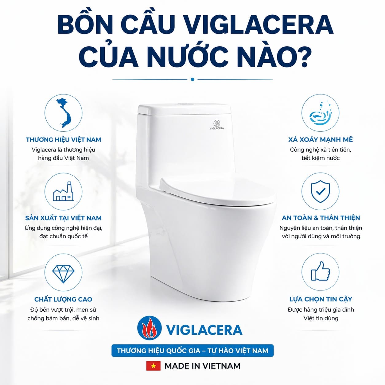 Bồn cầu Viglacera của nước nào?