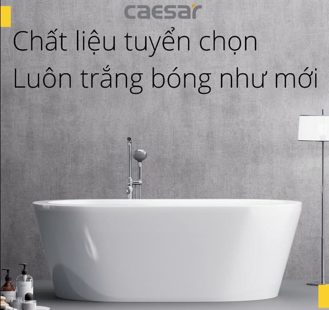 Bồn tắm Caesar chất liệu cao cấp dễ dàng lau chùi 