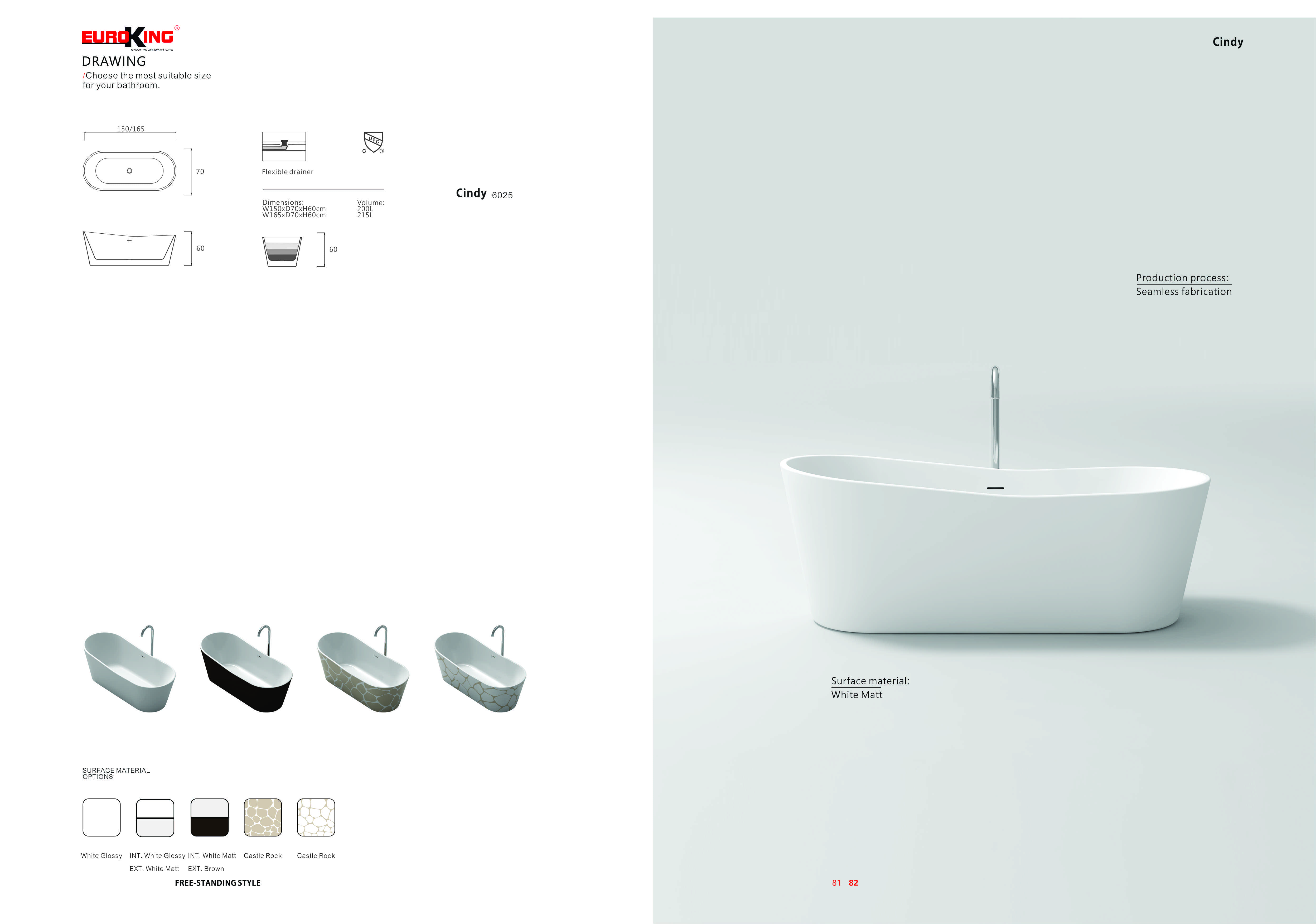 Bảng vẽ kỹ thuật Bồn tắm Euroking EU-6025