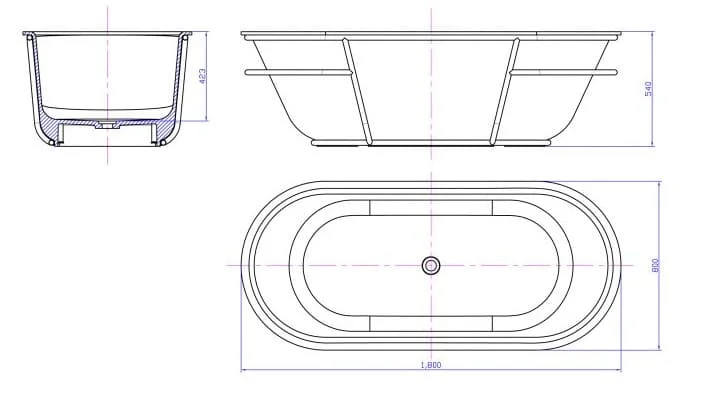 Bảng vẽ kỹ thuật Bồn tắm Euroking EU-65185