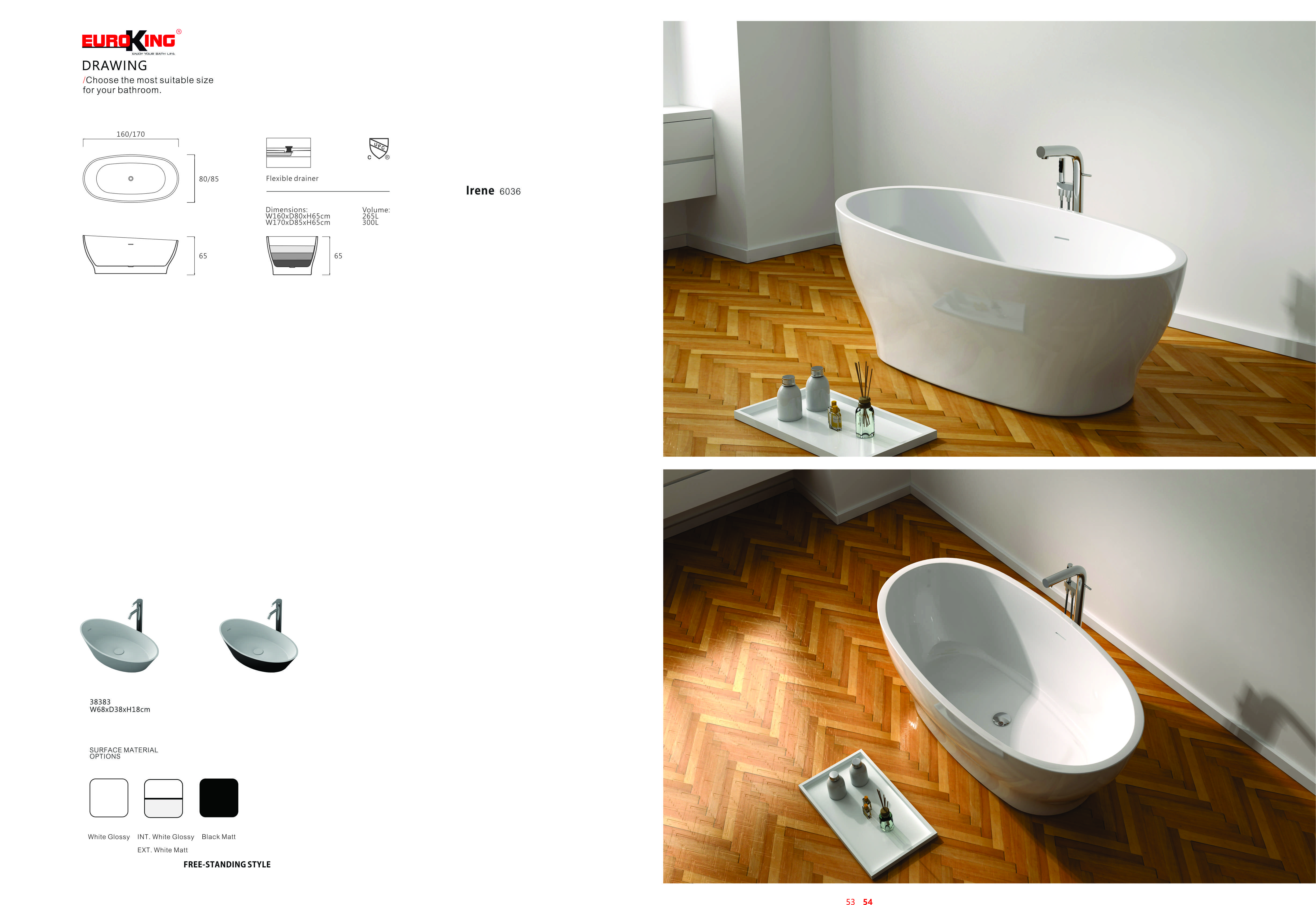 Bảng vẽ kỹ thuật Bồn tắm IRENE Euroking EU-6036 