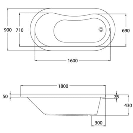 Bảng vẽ kỹ thuật Bồn tắm COTTO BT202PP(H)