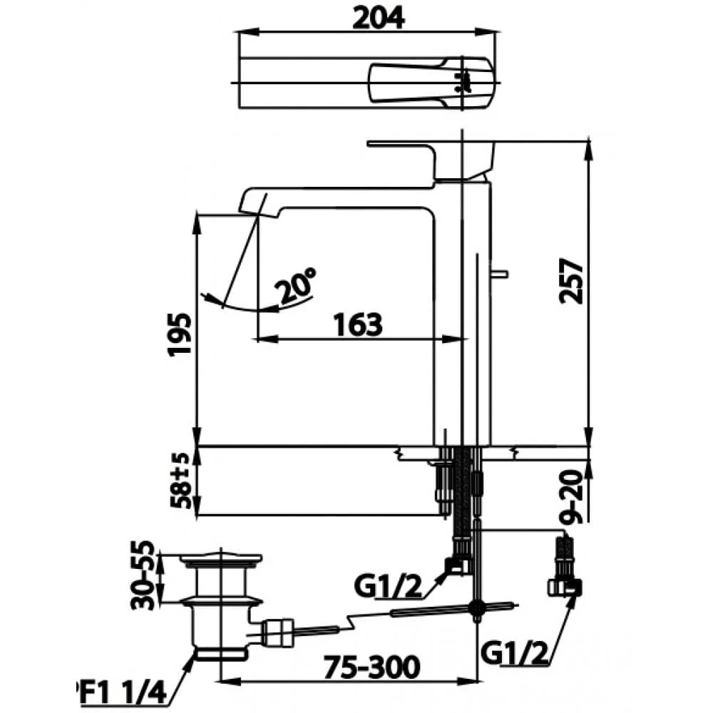 bản vẽ kỹ thuật Vòi rửa mặt lavabo nóng lạnh COTTO CT2202AY 