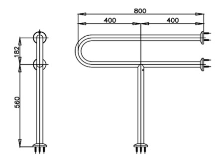 bản vẽ kỹ thuật Thanh vịn nhà vệ sinh COTTO CT795
