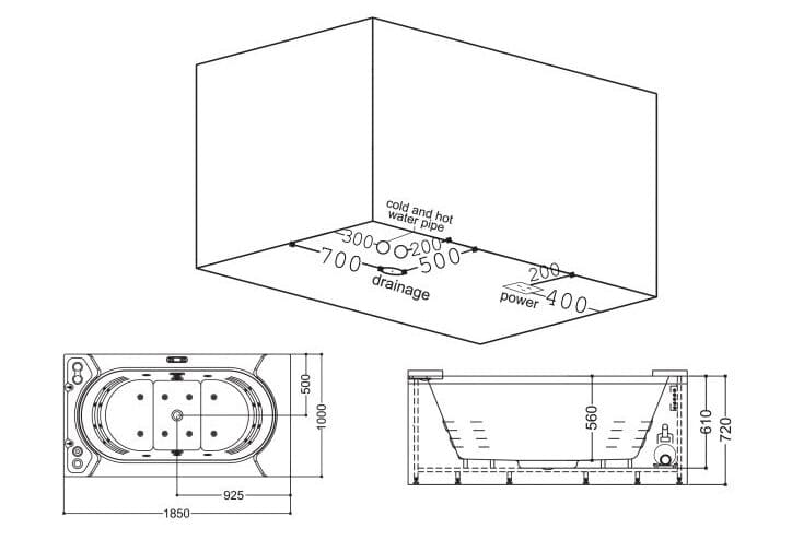 Bảng vẽ kỹ thuật Bồn tắm MASSAGE Euroking EU–1312