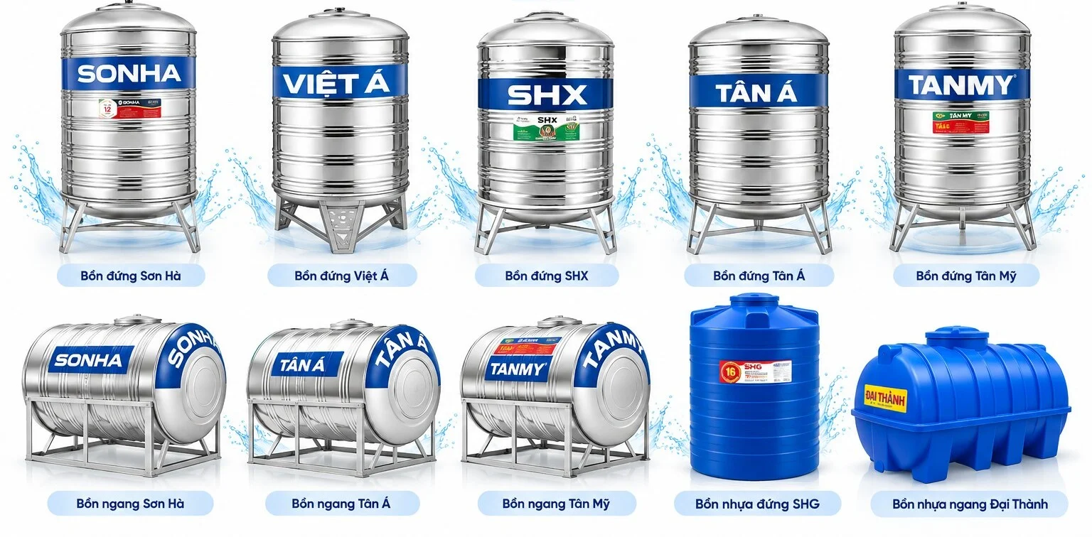 Các loại bồn nước phổ biến tại Luxbath