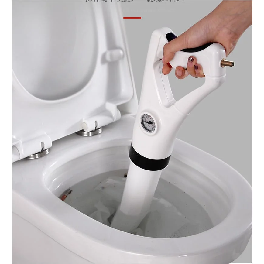 Cách thông bồn cầu bị tắc bằng súng tọ áp lực