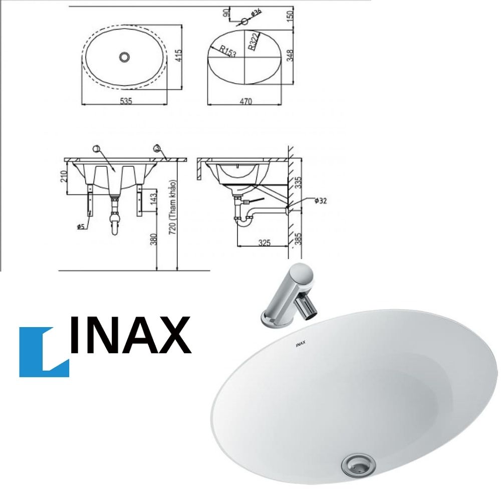 kích thước chậu inax âm tường