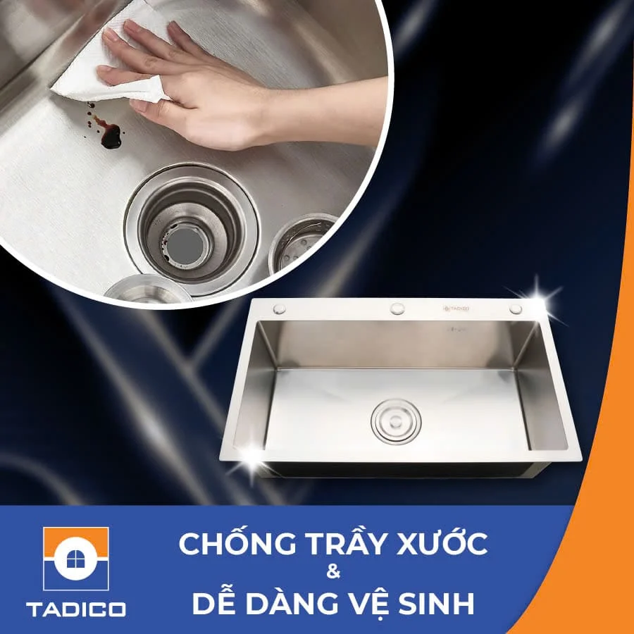 Chậu bếp Tadico dễ dàng vệ sinh bảo dưỡng và vệ sinh