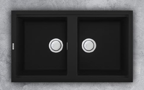 Chậu rửa bát đá 2 hố phú Nano Malloca Nero K-45040 